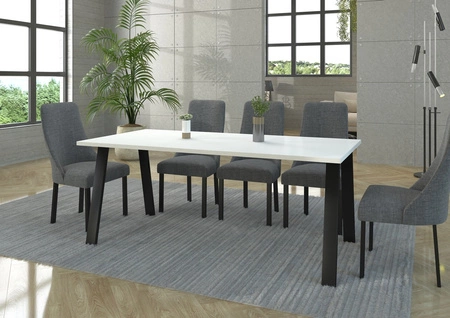 Stół Malden 185x90 cm biały / czarny prosta forma mebla wzbogacona o stylowe czarne nogi w stylu loftowym blat odporny na rozlanie cieczy