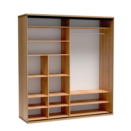 Szafa przesuwna z lustrem Fonti 199 cm dąb karmel nowoczesny design mebla drzwi szafy ozdobione dekorem jodełki