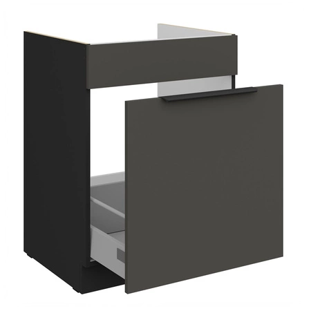 Szafka kuchenna pod zlewozmywak z szufladą Aversa Bl 60 ZL 1S BB fronty szafki kuchennej wykończone w technologii anti fingerprint