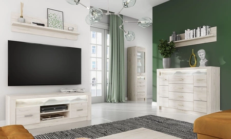 Półka Indiana 120 cm kraft biały oryginalny design praktyczna półka na ścianę do salonu jadalni lub pokoju dziennego