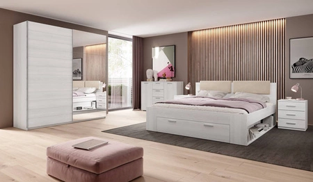 Szafa przesuwna Galaxy 200 cm abisko ash pojemna szafa z lustrem w nowoczesnej formie wyposażona w aluminiowe prowadnice drzwi