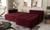 Narożnik z funkcją spania Oroso bordowy prawostronny miękka tkanina typu velvet z powłoką hydrofobową pojemnik na pościel