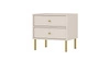 Szafka nocna Kioto II beżowa z szufladami idealna szafka do sypialni wsparta na metalowej złotej podstawie subtelne uchwyty
