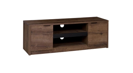 Meblościanka Denver dąb monastery / czarny połysk prosta forma meblościanki w nowoczesnym wydaniu trwałe metalowe uchwyty