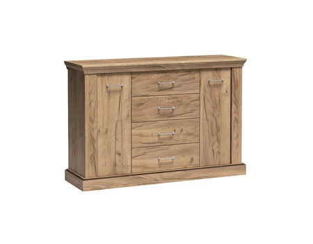 Komoda z szufladami Antica 142 cm dąb craft złoty elegancki styl idealna komoda do salonu sypialni lub biura prosta forma