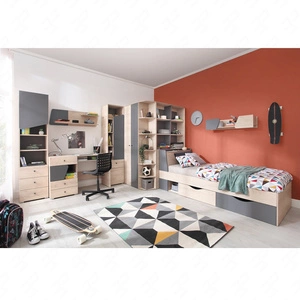 Zestaw mebli Dzeta dąb / antracyt idealna propozycja do pokoju młodzieżowego lub dziecięcego w modnym stylu