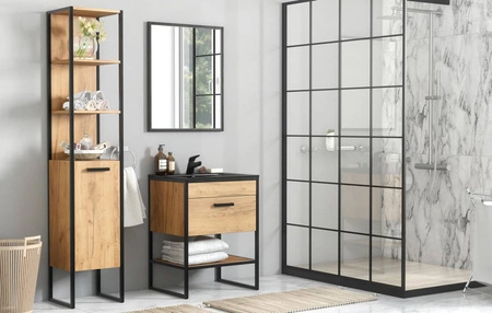 Szafka pod umywalkę Brooklin 60 cm dąb craft złoty nowoczesna i funkcjonalna szafka do łazienki o niepowtarzalnym wzornictwie