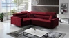 Narożnik z funkcją spania Nausa II bordowy lewostronny velvet dekoracyjne przeszycia na siedzisku narożnik z pojemnikiem na pościel