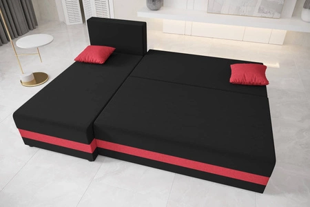 Narożnik z funkcją spania Bowers grafitowy / szary lewostronny narożnik z pojemnikiem na pościel gwarancja najwyższego komfortu