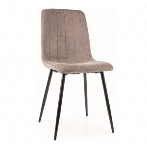 Krzesło tapicerowane Alan Brego beżowe nowoczesne oraz funkcjonalne krzesło do jadalni z metalowymi nogami