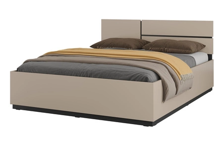 Zestaw mebli do sypialni Cross ciemny beżowy eleganckie i uniwersalne meble do sypialni geometryczny kształt pojemne szuflady