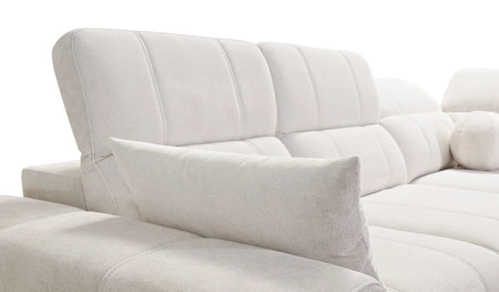 Narożnik z funkcją spania Penejos IV łososiowy lewostronny stylowy narożnik rozkładany z dwoma pojemnikami na pościel trwała tkanina