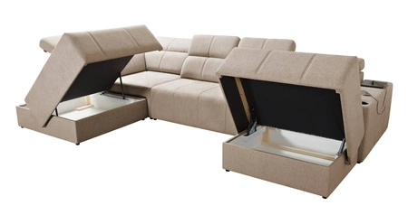 Narożnik z funkcją spania Tesalia VI szary popiel prawostronny nowoczesny i komfortowy narożnik z funkcją przesuwanego oparcia