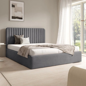 Łóżko tapicerowane Faro 140x200 ciemny szary wygodne łóżko do sypialni designerskie wezgłowie o subtelnie zaokrąglonym kształcie
