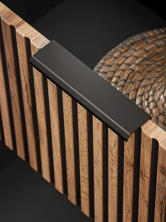 Szafka pod umywalkę Xilo 40 cm czarny / dąb wotan elegancka szafka do łazienki z ryflowanym frontem odporna na działanie wilgoci