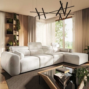 Narożnik z funkcją spania Cantare XII kremowy prawostronny estetyczny i niezwykle komfortowy narożnik z pojemnikiem na pościel