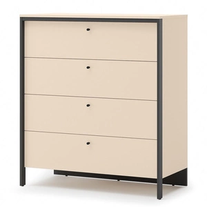Komoda z szufladami Enna 101 cm beżowy / czarny nowoczesna konstrukcja komody do sypialni niewielkie uchwyty o ciekawym wykończeniu
