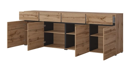 Komoda z szufladami Cross 225 cm dąb wotan prosta forma w nowoczesnym wydaniu idealna komoda do salonu geometryczny kształt