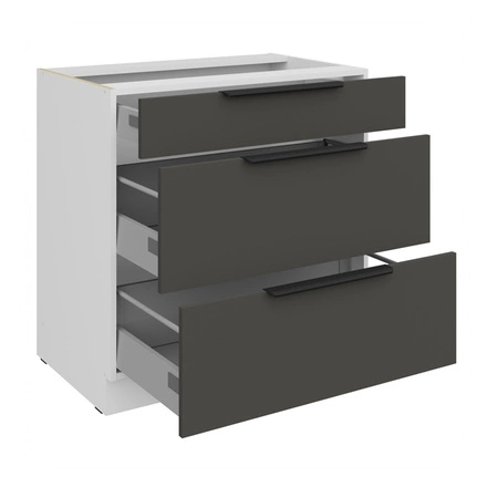 Zestaw mebli kuchennych narożny Aversa Wh 290x230 cm stylowe szafki kuchenne z frontami wykonanymi w technologii anti fingerprint