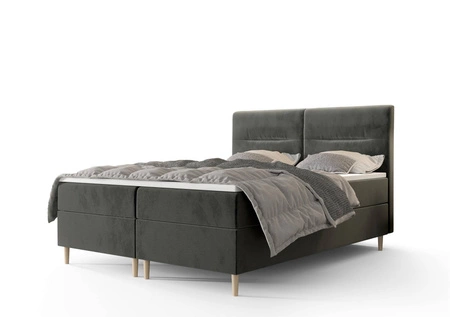 Łóżko kontynentalne Voltera 160x200 szary w nowoczesnym skandynawskim stylu z charakterystycznym wezgłowiem