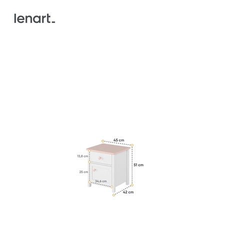 Szafka nocna Luna biały / różowy modna szafka z szufladą idealny dodatek do pokoju dziecięcego o subtelnym wykończeniu