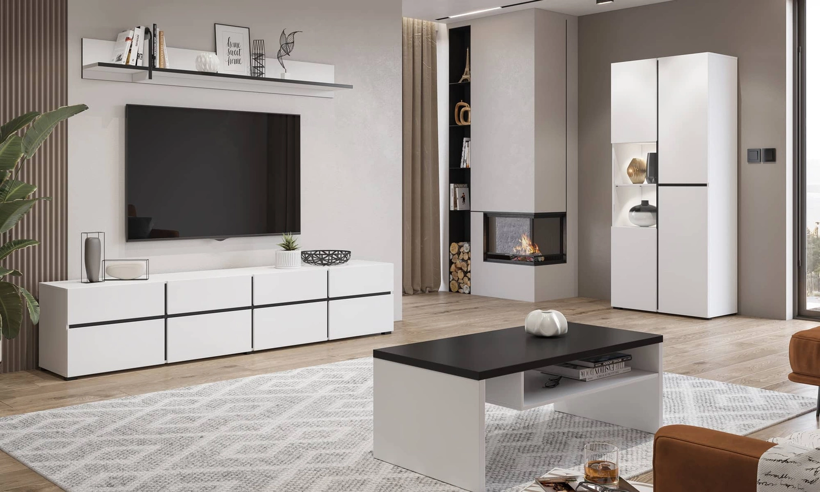 Półka wisząca Cross 180 cm w kolorze białym