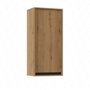 Szafka wisząca Osaka 46 cm dąb evoke / czarna minimalistyczny design stylowa witryna do salonu gustowny ryflowany front