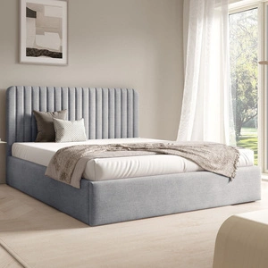 Łóżko tapicerowane Faro 160x200 szary popiel wygodne łóżko do sypialni designerskie wezgłowie o subtelnie zaokrąglonym kształcie