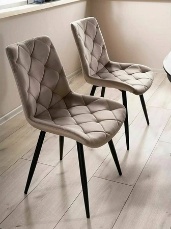 Krzesło tapicerowane Ralph ciemny beż nowoczesne oraz funkcjonalne krzesło do jadalni z metalowymi nogami