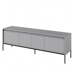 Szafka RTV Trend 167 cm szara praktyczna i stylowa szafka z ryflowanymi frontami wzbogacona o oświetlenie LED metalowa podstawa