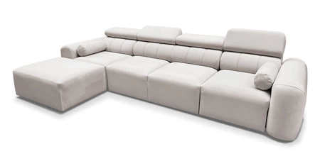 Narożnik z funkcją spania Cantare XII łososiowy lewostronny estetyczny i niezwykle komfortowy narożnik z pojemnikiem na pościel