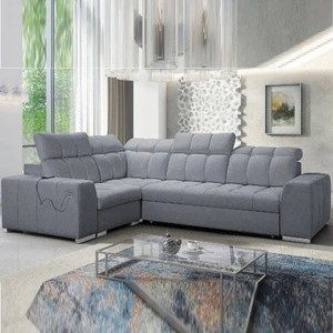 Narożnik z funkcją spania Luigi II szary lewostronny komfort podczas codziennego wypoczynku narożnik z pojemnikiem na pościel