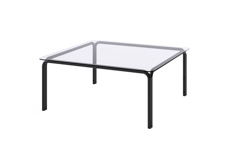 Stolik ogrodowy Wenecja 90x90 cm grafitowy elegancki stolik o lekkim stylu wytrzymały blat ze szkła hartowanego metalowa konstrukcja