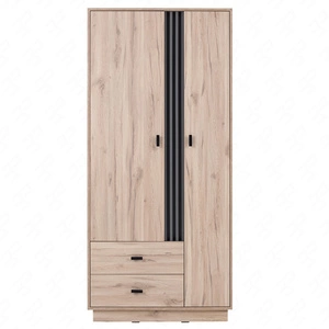 Szafa Estan 90 cm dąb estana jasny / antracyt nowoczesny design mebla drzwi szafy ozdobione lamelami szafa do sypialni