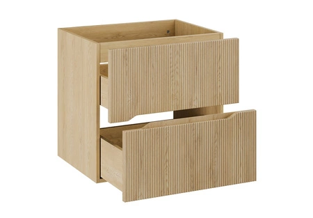 Szafka pod umywalkę Nordic Cremona 60 cm dąb cremona nowoczesna forma szafki do łazienki fronty ozdobione delikatnymi ryflowaniami