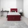 Łóżko kontynentalne Arvada 100x200 bordowe w nowoczesnym skandynawskim stylu z tapicerowanym zagłówkiem łóżko z pojemnikiem