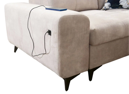 Narożnik z funkcją spania Buffalo II żółty lewostronny funkcjonalny i stylowy narożnik rozkładany z regulowanymi zagłówkami