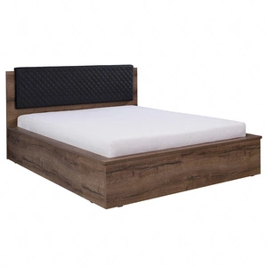 Łóżko Denver 160x200 cm z pojemnikiem na pościel dąb monastery / czarny idealne łóżko do sypialni częściowo tapicerowany zagłówek