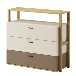 Komoda z szufladami Lenny 98 cm beżowy / truflowy / dąb artisan modna komoda idealna do pokoju młodzieżowego lub pokoju dziecka