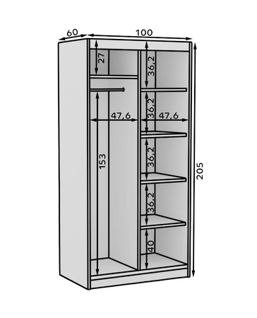 Szafa przesuwna z lustrem Hailey 100 cm biała prosta forma i minimalistyczny wygląd szafa idealnie wpasuje się do każdego wnętrza