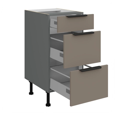 Szafka kuchenna stojąca z szufladami Fiuggi Ant 40 D 3S BB odporna na uszkodzenia wykończenie frontów w technologii anti fingerprint