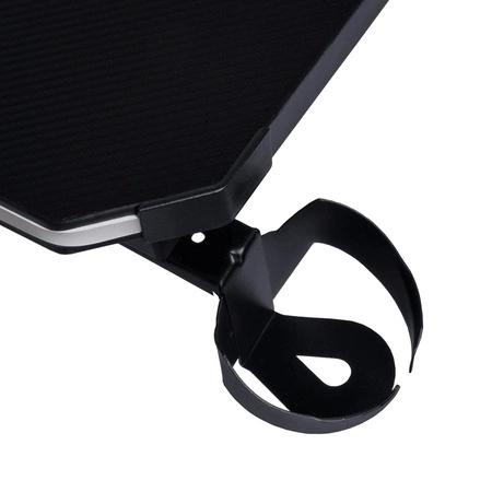 Biurko gamingowe Zeo czarny / niebieski designerskie biurko antypoślizgowy karbonowy blat w całości pokryty podkładką oświetlenie LED