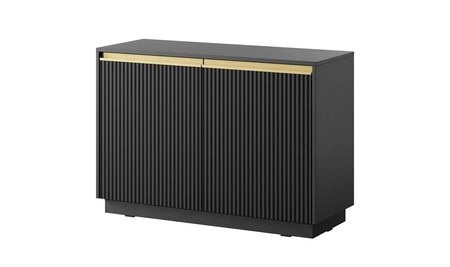 Komoda Imperial 104 cm czarna stylowa komoda idealna do salonu lub do sypialni eleganckie złote uchwyty i frezowane fronty