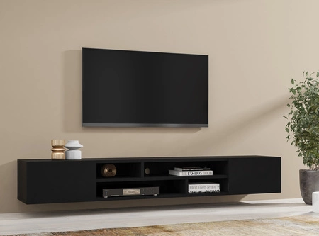 Szafka RTV Coby 208 cm czarna z możliwością powieszenia nowoczesny design szafki pod telewizor