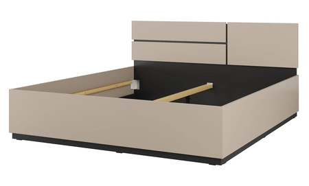 Łóżko Cross 180x200 cm ciemny beżowy idealne łóżko do stylowej sypialni z wysokim zagłówkiem