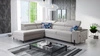 Narożnik z funkcją spania Belvi III siwy lewostronny komfortowy i elegancki narożnik do salonu z praktycznym schowkiem w boczku