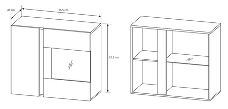 Zestaw mebli Adria II biały połysk / dąb grandson nowoczesny design idealnie wkomponuje się do każdego wnętrza