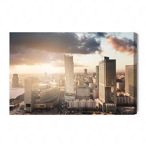 Obraz na płótnie panorama Warszawy 100x70 cm ponadczasowa ozdoba każdego wnętrza obraz w wyrazistej kolorystyce wysoka jakość wykonania