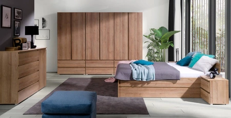 Szafka nocna z szufladami Simple dąb riviera funkcjonalny mebel do sypialni lub pokoju młodzieżowego