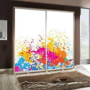 Szafa przesuwna Artistino 205 cm z grafiką art II korpus szafy w kolorze dąb catania wykonany z płyty o grubości 22mm